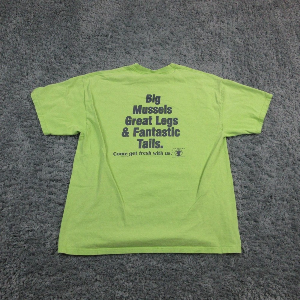 Seafood Graphic Slogan Shirt Mens XL Green Big Mussels Legs Tails Hanes Beefy-T - Picture 11 of 13